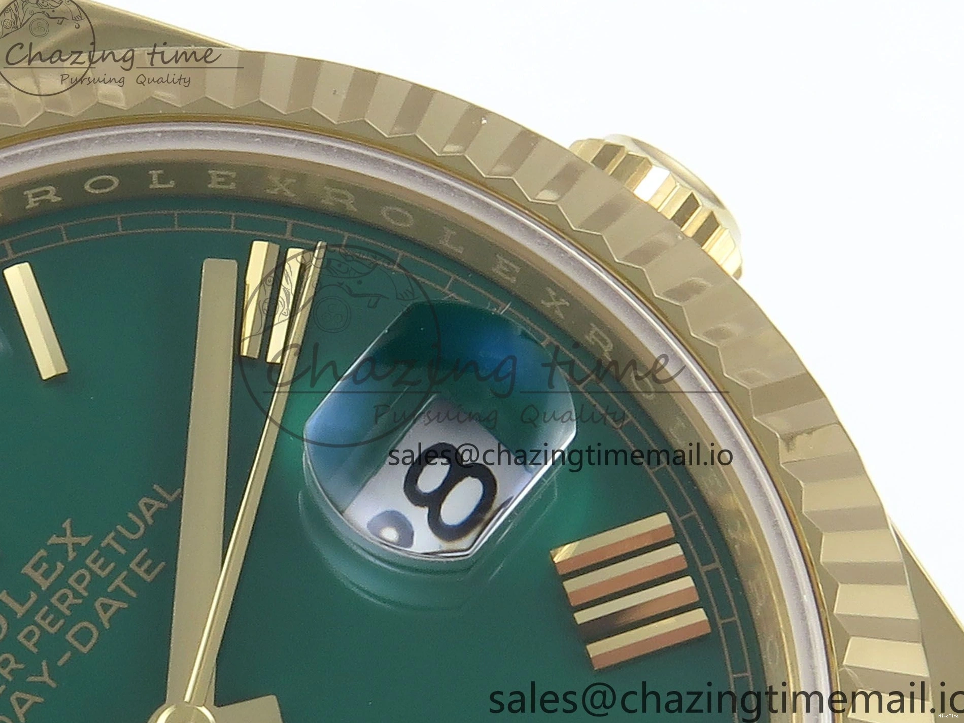 MiroTime 0325 Day Date 40 YG 228238 Noob 1:1 Best Edition Green Roman Dial on President Bracelet A2836 (Gain Weight) Youthful 796